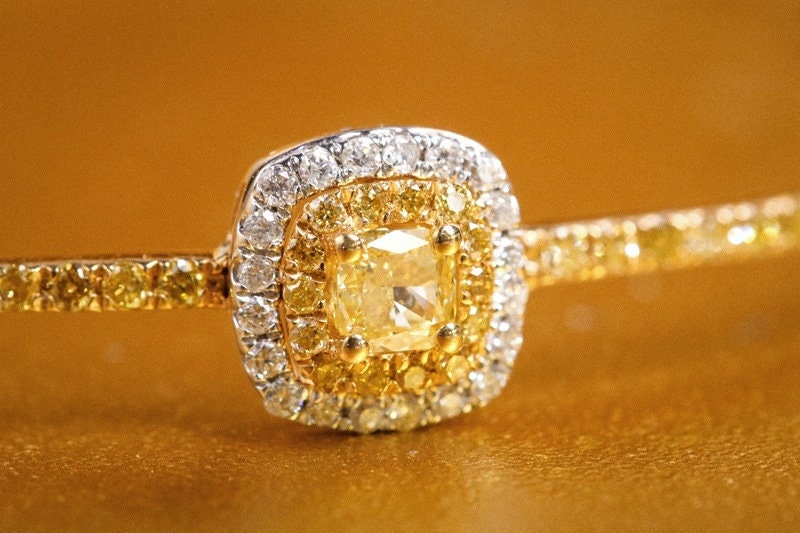 Fancy Yellow Diamonds Bracelets in 18K Two Tone Gold
