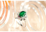 1.2ct Emerald Oval Cut & Diamond Wedding Ring - 18K White Gold
