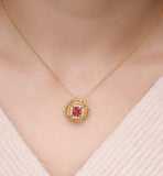 Sunflower Spinel 18K Gold Ring Set with Yellow Sapphire