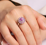 1.5ct Pink Sapphire 18K Gold Ballerina Flower Ring with Diamonds