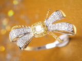 Butterfly Fancy Yellow Diamonds Ring in 18K White Gold