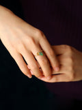 Leaf-Shape Emerald & Diamond Ring in 18K Yellow Gold