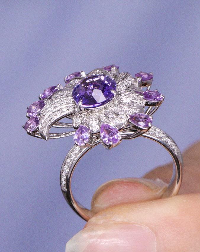 Free Form Design 2ct Purple Sapphire Ring - Platinum 950