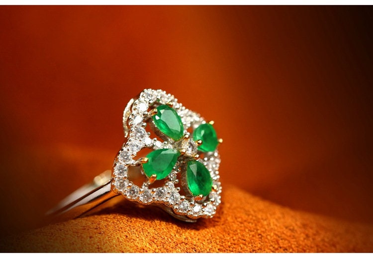 Eight Emerald & Diamond Four Leaf Clover Studs in 18k Gold