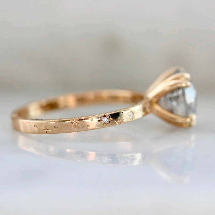 2.5ct Salt & Pepper Diamond Wedding Ring - 18K Gold