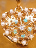 Paraiba Tourmaline & Akoya Baby Pearl Pendant - 18K Yellow Gold