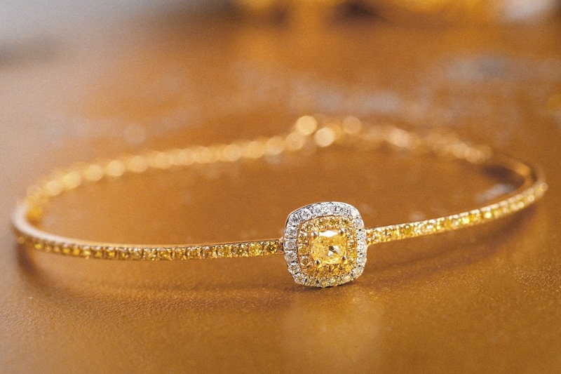 Fancy Yellow Diamonds Bracelets in 18K Two Tone Gold