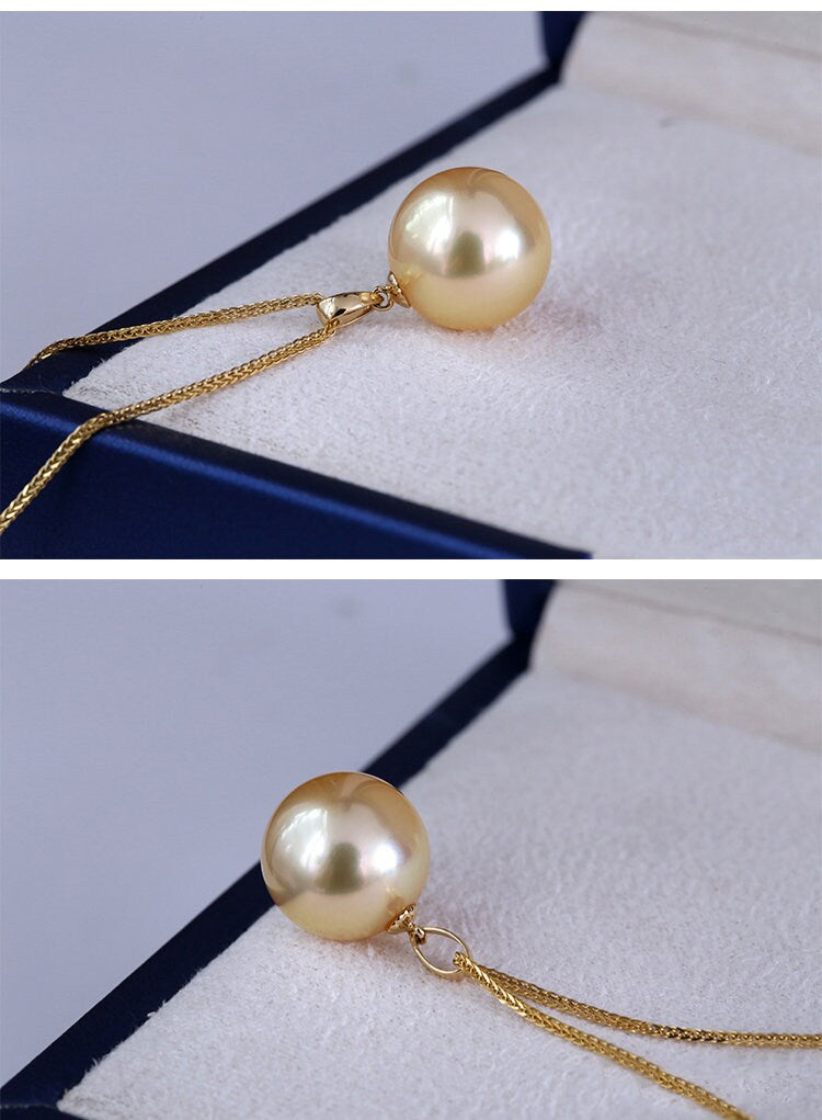 Premium 14mm South Sea Golden Pearl 18K Gold Necklace