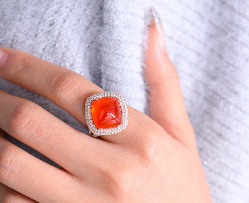 15ct Spessartite Garnet Statement Ring in Platinum 950