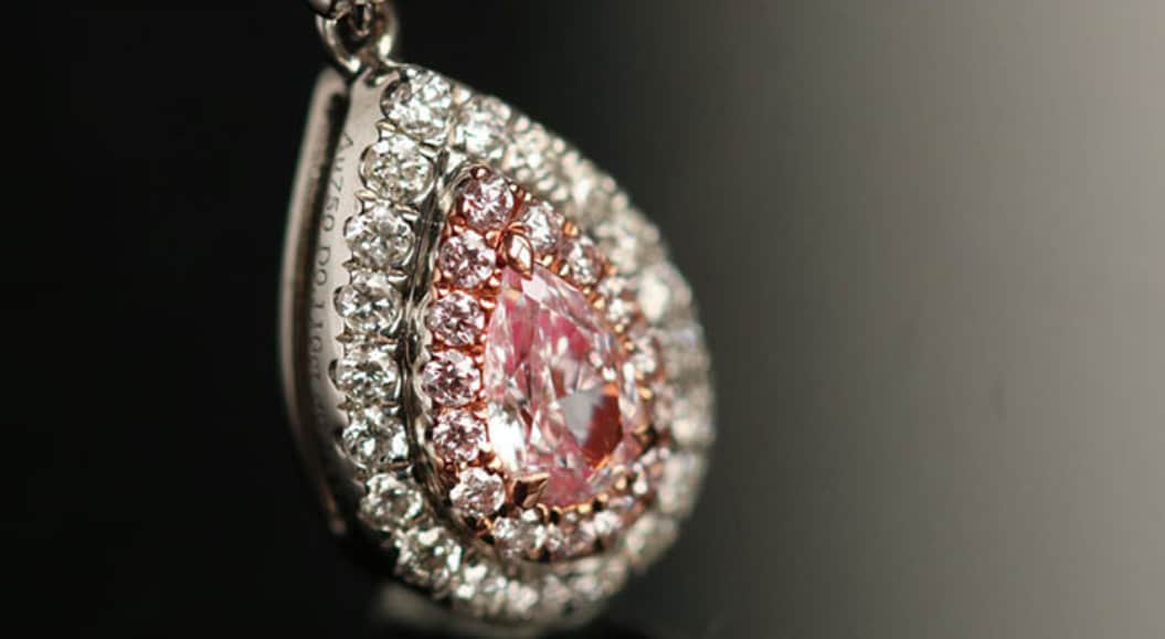 Pink Diamond Pear Shape Necklace - 18K White Gold