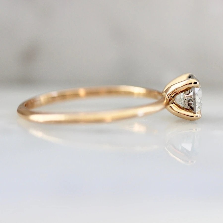 1.15ct Stella Salt & Pepper Round Brilliant Cut 18K Gold Wedding Ring