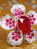Sakura Ruby Diamonds Flower Design Necklace in 18K Gold