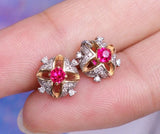 Hot Pink Spinel 18K Rose Gold Studs Earrings