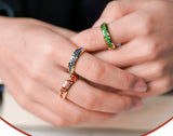 Pigeon Blood Ruby Spinner Design Band Ring in 18K Gold