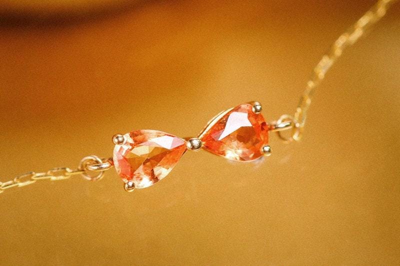 Padparadscha Sapphire Teardrop Cut Bracelets in 18K Yellow Gold