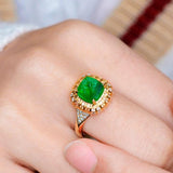 2.35ct Sugarloaf Emerald & Yellow Sapphire Ring in 18K Yellow Gold