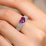 1.7ct Pink Sapphire Heart-Shaped Engraved Ring in 18K Two Tone Gold