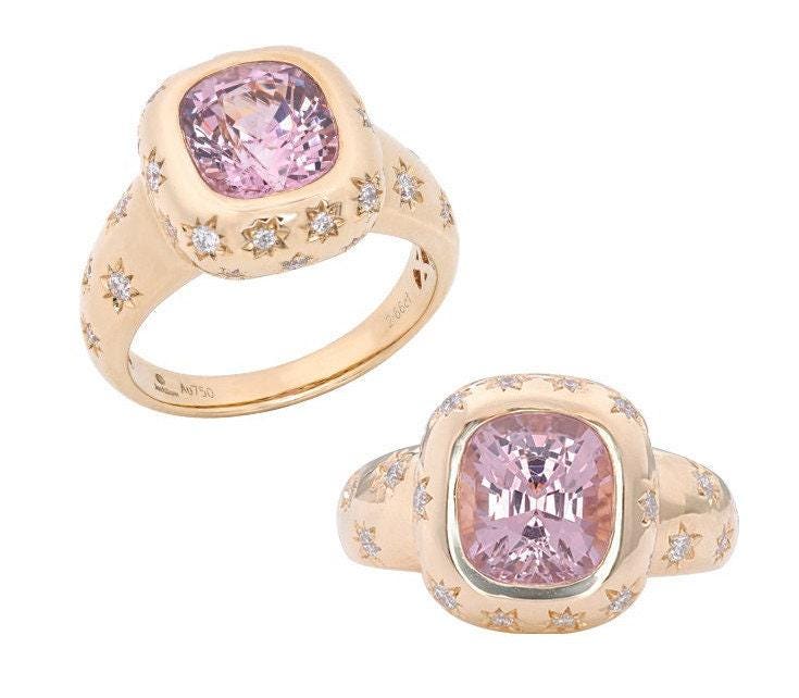 6 Style + Purple Spinel 18k Gold Statement Ring - Retro Design