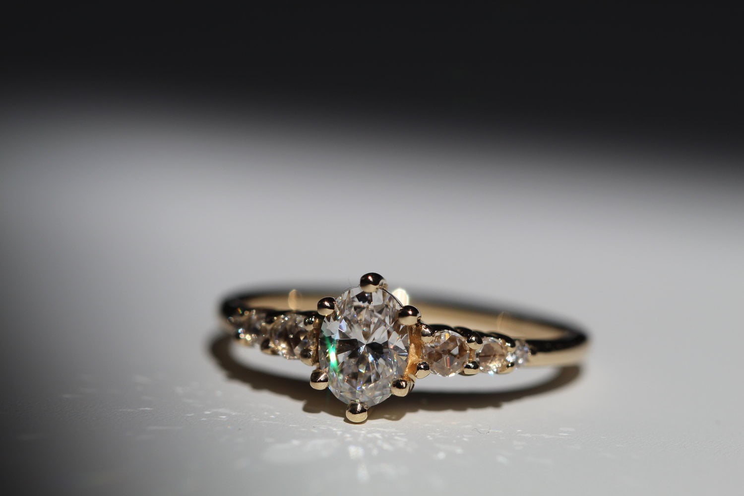 Diamond Chevron Ring - 18K Yellow Gold Stackable Ring