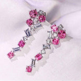 Purple Pink Spinel & White Sapphire Drop 18K Gold Earrings