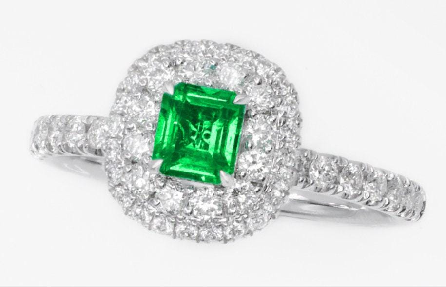 Classic Tsavorite Wedding Diamonds Ring in Platinum 950