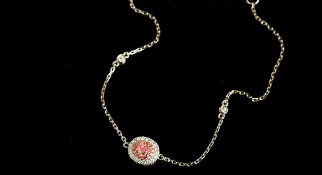 Pink & White Diamond Oval Cut Bracelet - 18K White Gold