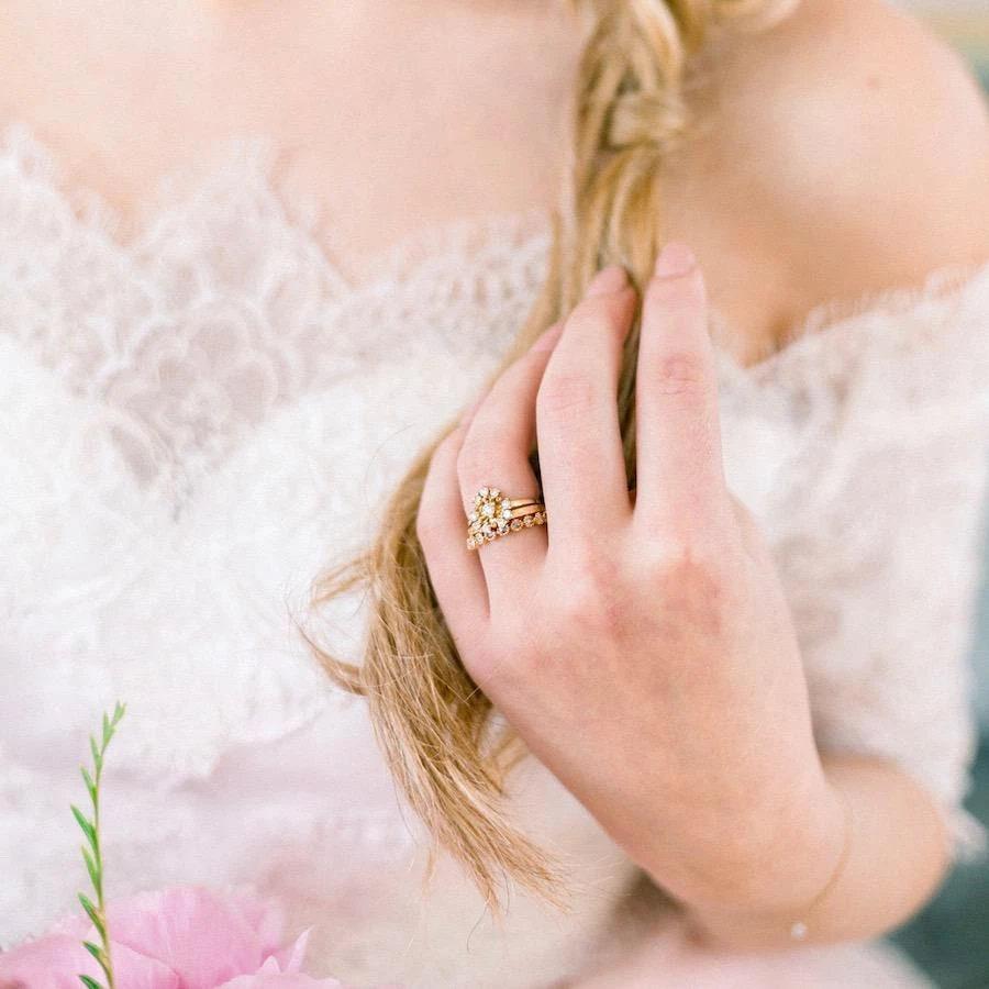 Snowflake Cluster Diamond Ring in 18K Yellow Gold