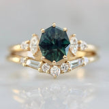 Baguette & Round Cut Diamonds Ring Band in 18K Gold