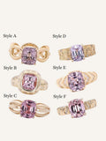 6 Style + Purple Spinel 18k Gold Statement Ring - Retro Design