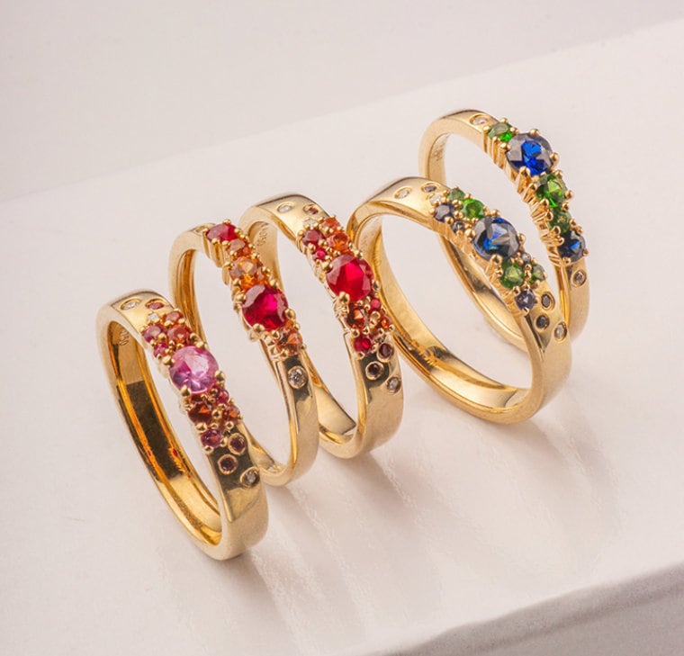 Ruby & Yellow Sapphire Wedding Ring in 18K Yellow Gold