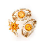 Garnet 18k Yellow Gold Ring  Earring Set - January Birthstone Jewelry