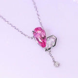 Purple Pink Spinel & Diamond Necklace - 18K White Gold