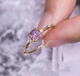Sparkle Purple Spinel Ring in 18K Yellow Ring with Cluster Diamonds