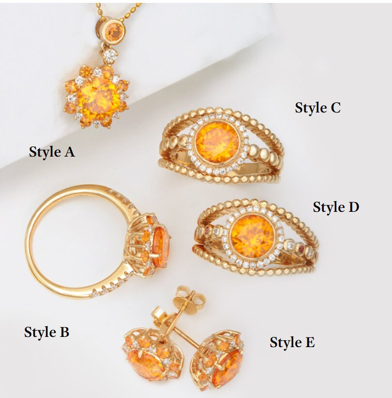 Garnet 18k Yellow Gold Ring  Earring Set - January Birthstone Jewelry