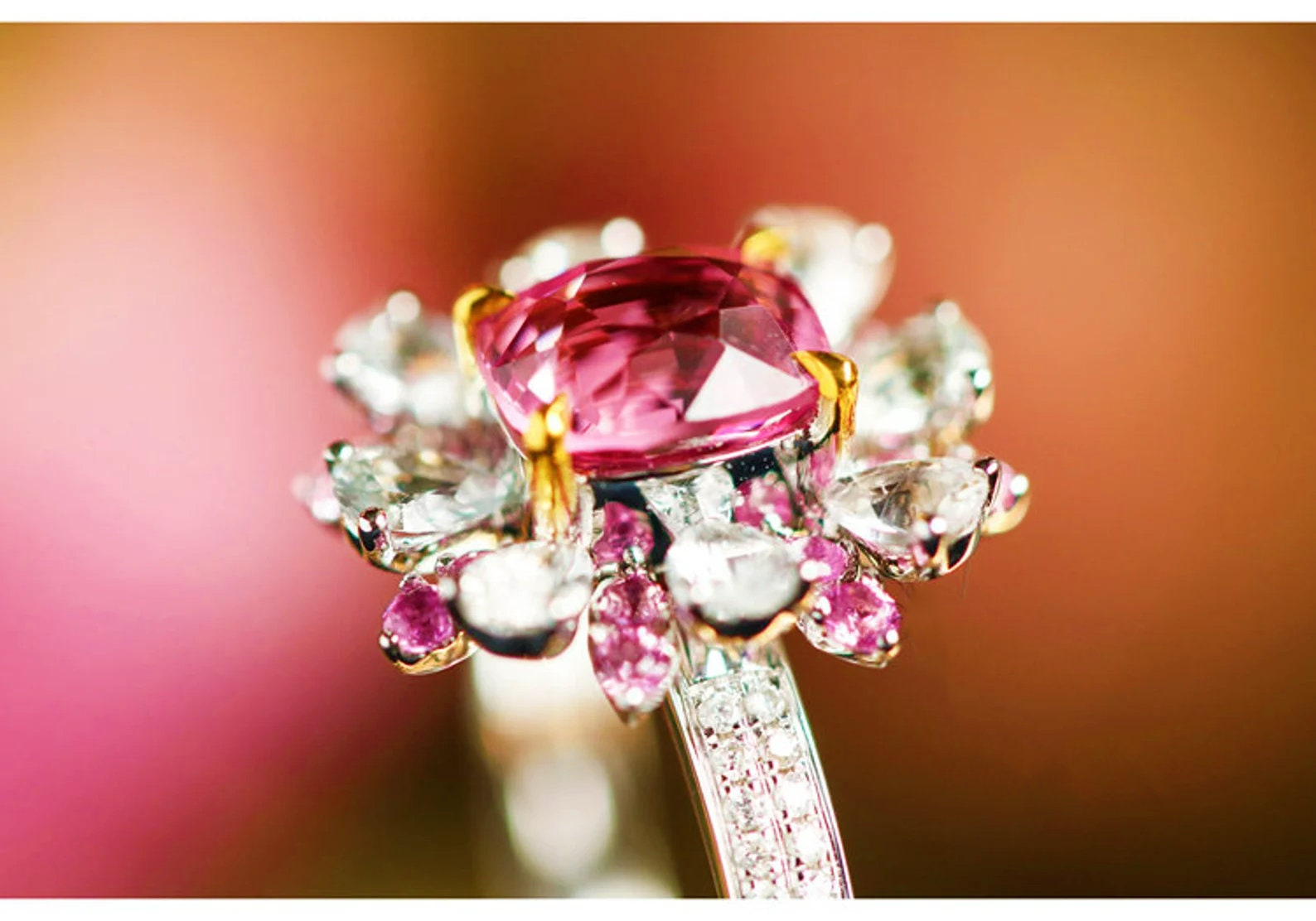1ct Pink Spinel & White Sapphire Ring - 18K White Gold