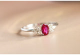 Ruby Marquise Diamond Cluster Ring in 18K White Gold