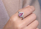 Teardrop Purple Spinel & Sapphire Ring in Platinum 950