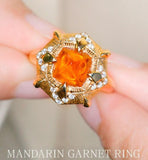 35ct Sugarloaf Fanta Garnet Ring in 18K Yellow Gold
