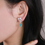 Paraiba Tourmaline  Pearl Earrings - 18K White Gold Fine Jewelry Gift
