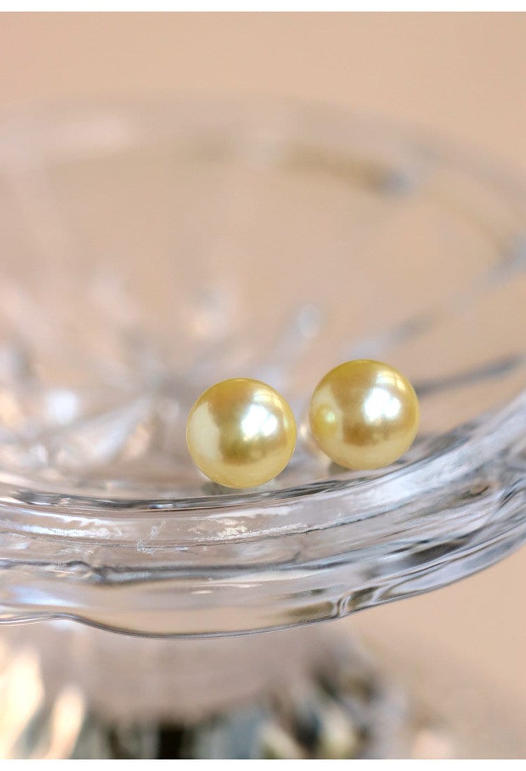 7mm Golden South Sea Pearl Studs in 18K Yellow Gold