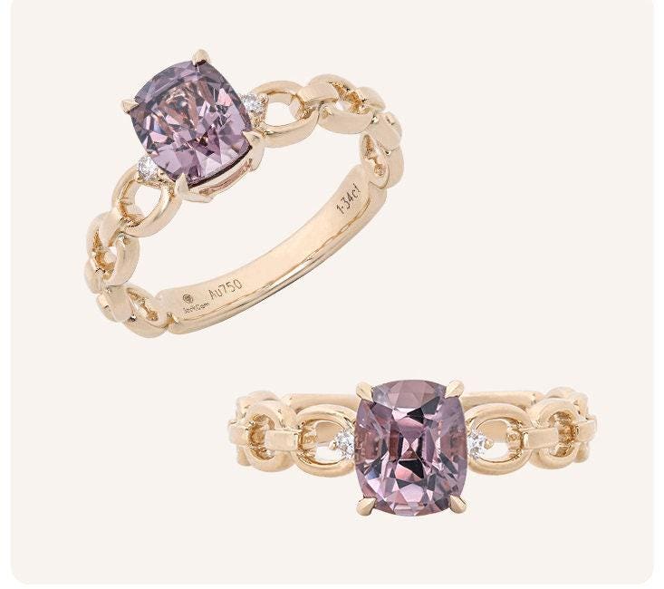 6 Style + Supeier Purple Spinel 18K Gold Ring - Hollow Out Design