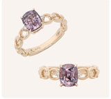 6 Style + Supeier Purple Spinel 18K Gold Ring - Hollow Out Design
