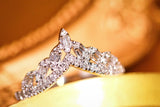 White Diamond Baguette Chevron Wedding Ring in 18K White Gold