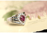 Pigeon Blood Ruby 18K Chunky Gold Chevron Ring