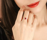 Pink Red Spinel Cushion & Diamond 18K Gold Ring