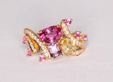 Pinkish Spinel Oval & Diamond Ring - 18K Yellow Gold
