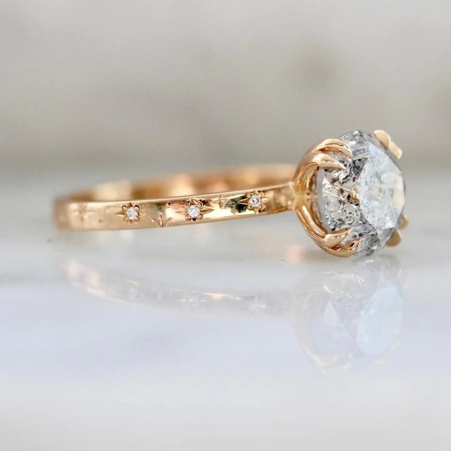 2.5ct Salt & Pepper Diamond Wedding Ring - 18K Gold