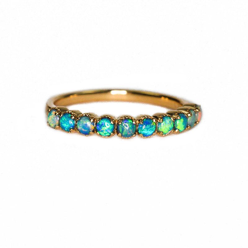 Cabochon Opal 18K Yellow Gold Band Ring