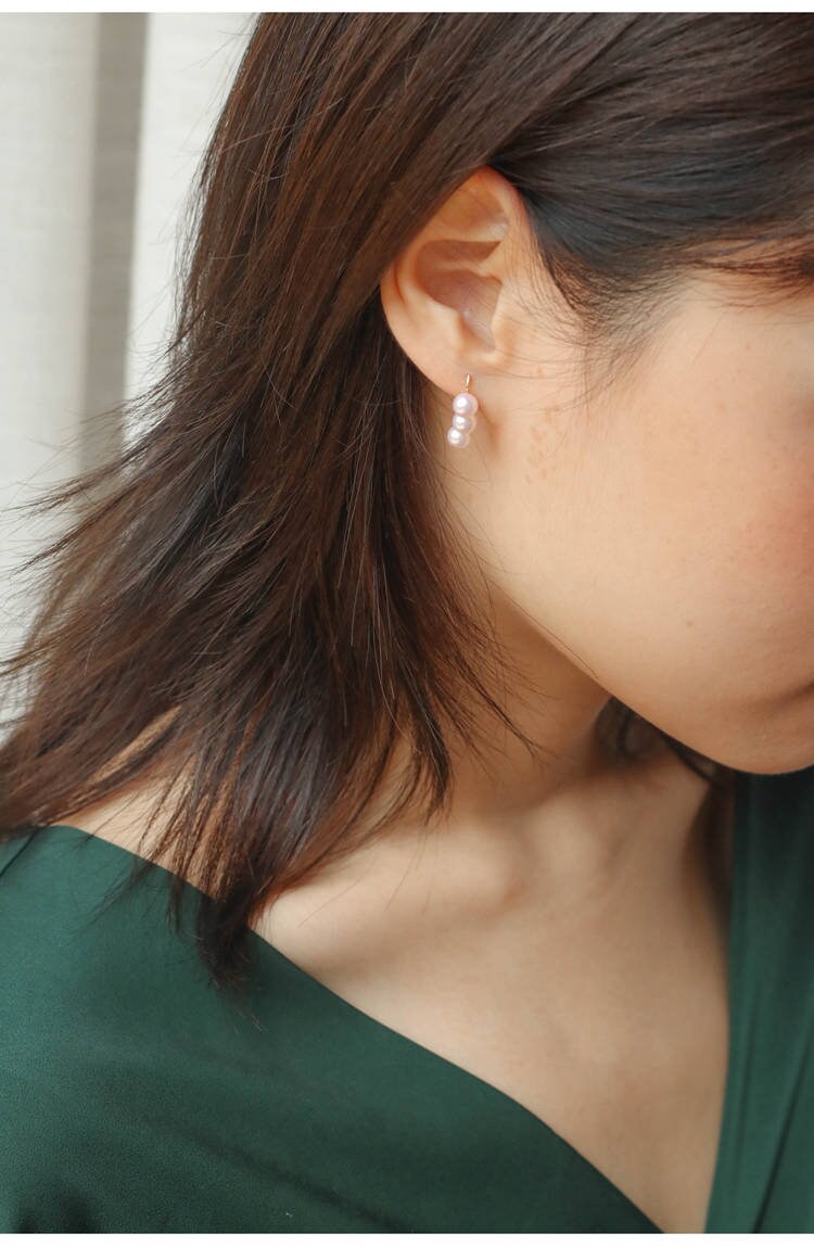 6mm Six Akoya Pearl 18K Yellow Gold Earrings