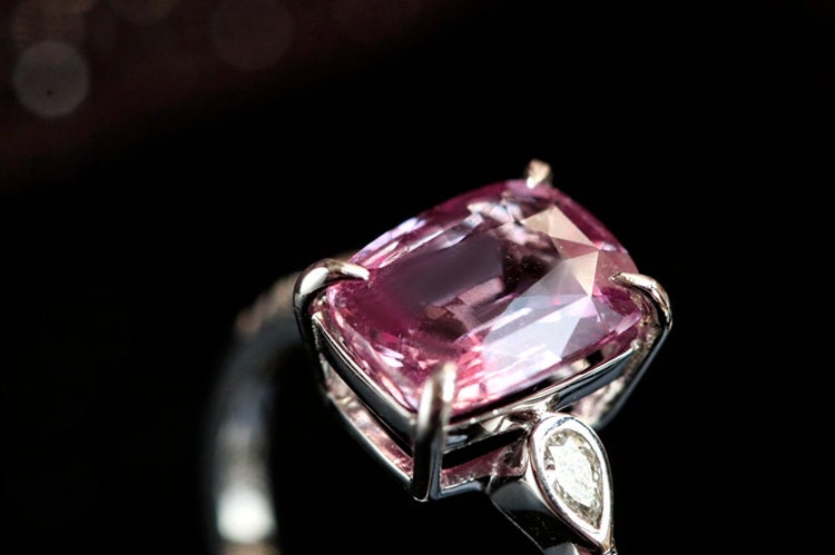 1.03ct Pinkish Spinel & Diamond Ring in 18K White Gold